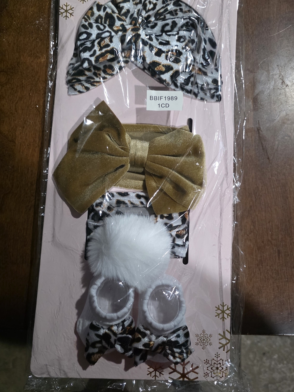 bebe Leopard Print, Gold & White Hair Accessory Set